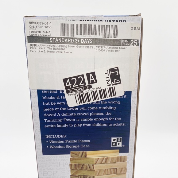 WE Games Wooden Block Stacking Tower Storage  Tumble Game Tabletop Games 14 inch - Picture 4 of 7